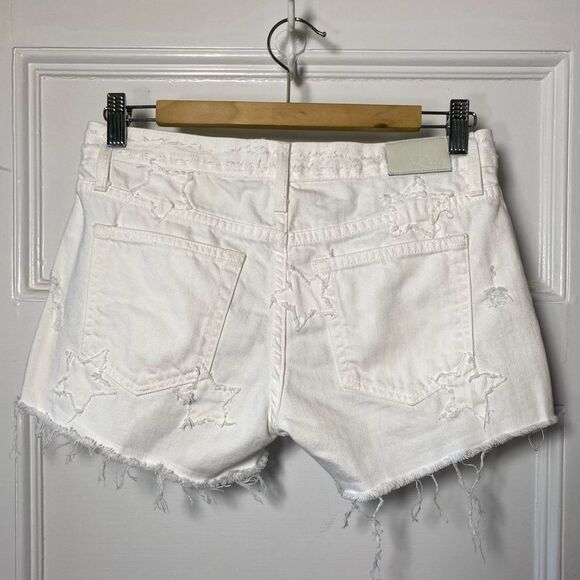 RAILS Logan Star Pattern Distressed Denim Shorts White Sz 24 - Picture 8 of 12